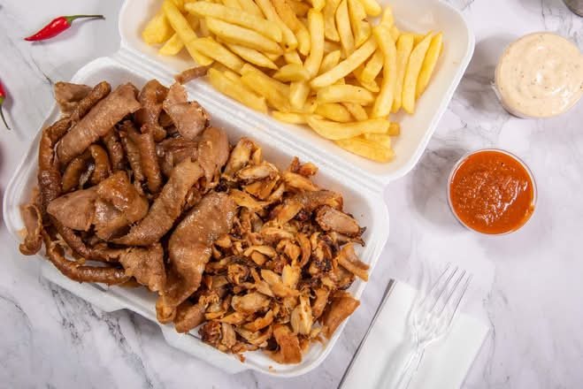 Lamb Doner Meat and Chips